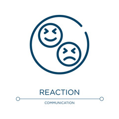 Obraz premium Reaction icon. Linear vector illustration from notification collection. Outline reaction icon vector. Thin line symbol for use on web and mobile apps, logo, print media.