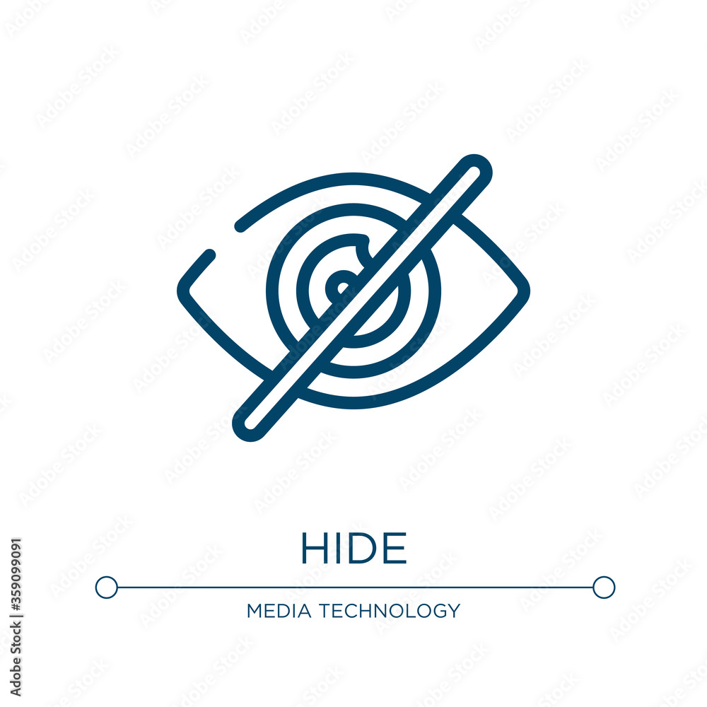 Poster Hide icon. Linear vector illustration from chat collection. Outline hide icon vector. Thin line symbol for use on web and mobile apps, logo, print media.