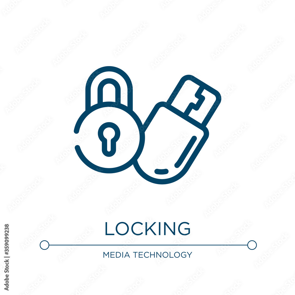 Poster locking icon. linear vector illustration from data protection collection. outline locking icon vecto