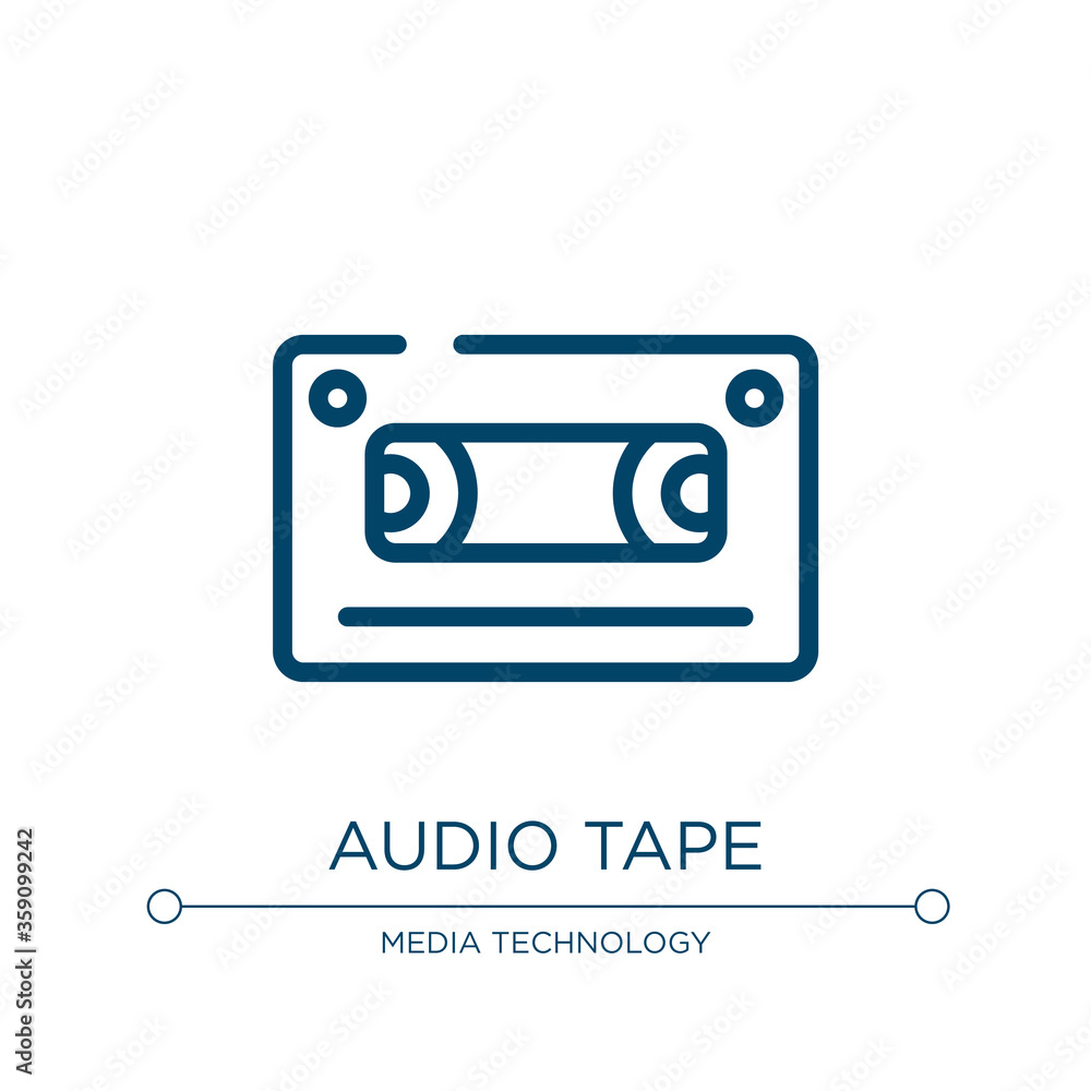 Poster audio tape icon. linear vector illustration from interview collection. outline audio tape icon vecto