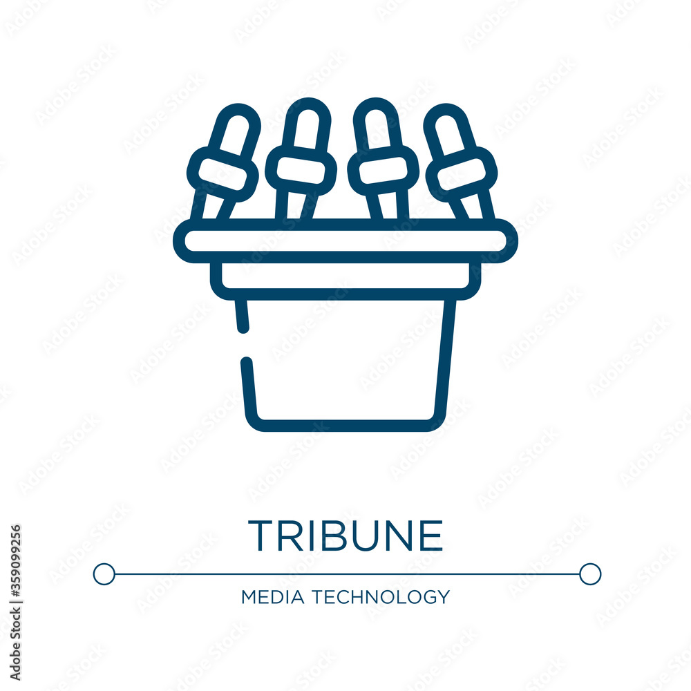 Poster tribune icon. linear vector illustration from interview collection. outline tribune icon vector. thi