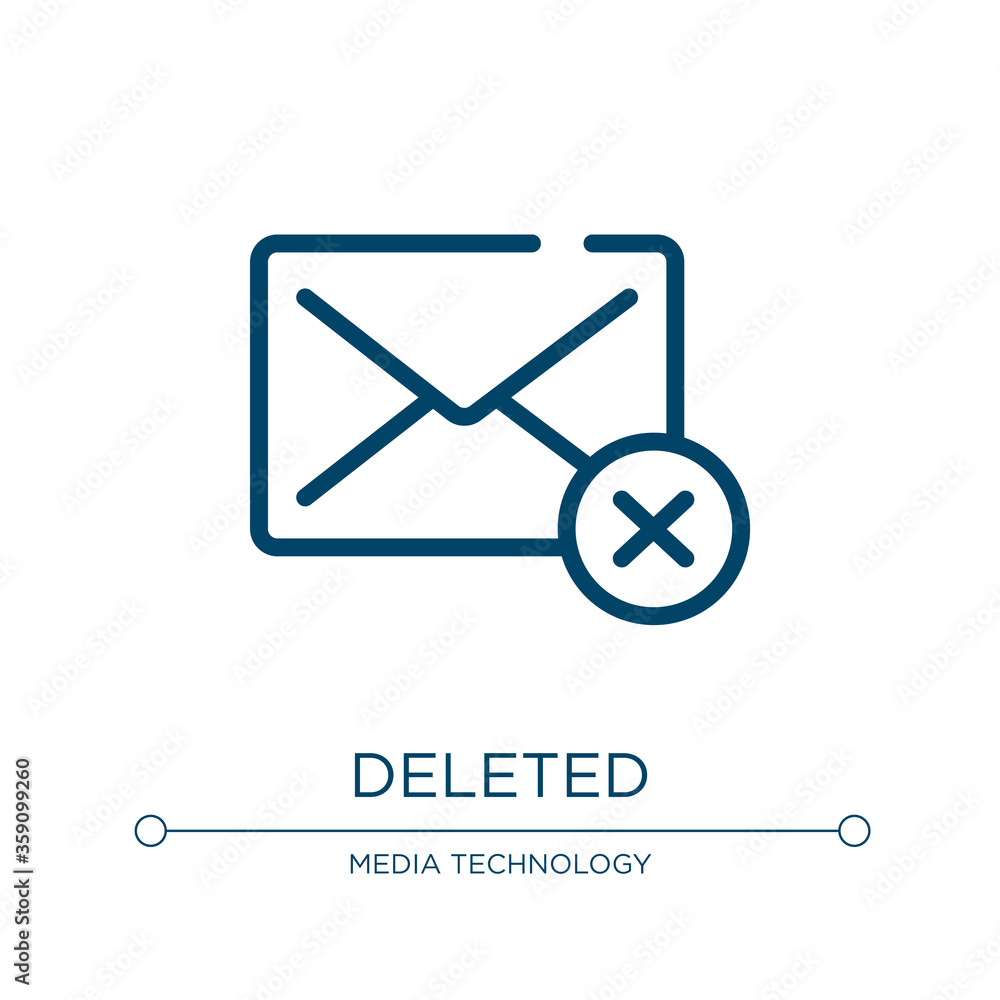 Poster deleted icon. linear vector illustration from mail collection. outline deleted icon vector. thin lin