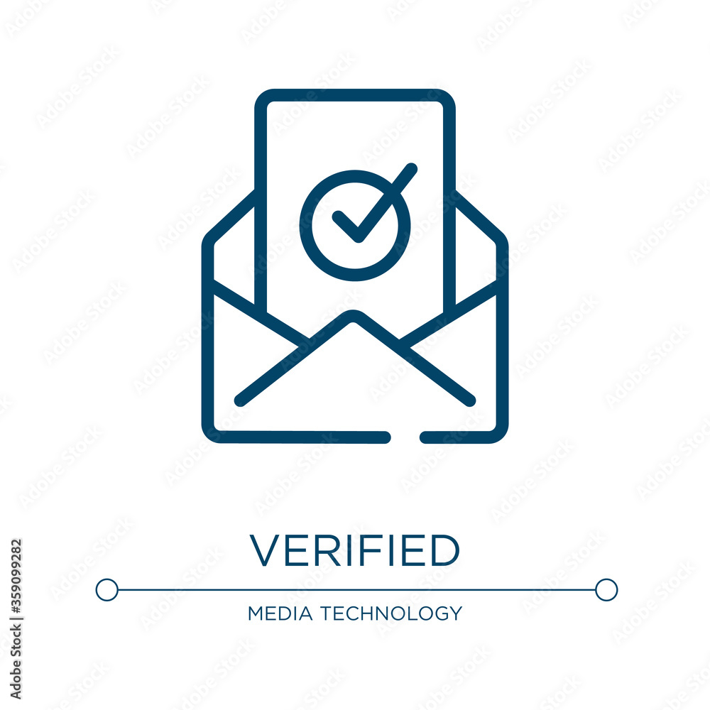 Aufkleber verified icon. linear vector illustration from email collection. outline verified icon vector. thin 