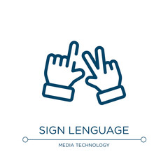 Fototapeta na wymiar Sign lenguage icon. Linear vector illustration from communication collection. Outline sign lenguage icon vector. Thin line symbol for use on web and mobile apps, logo, print media.