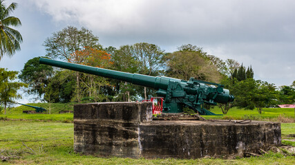 Fototapeta na wymiar Cannons in the Fort Nieuw Amsterdam, Suriname, South America
