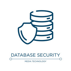 Database security icon. Linear vector illustration from data protection collection. Outline database security icon vector. Thin line symbol for use on web and mobile apps, logo, print media.