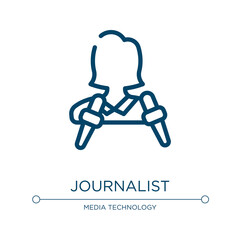 Journalist icon. Linear vector illustration from interview collection. Outline journalist icon vector. Thin line symbol for use on web and mobile apps, logo, print media.