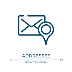 Addressee icon. Linear vector illustration from postal elements collection. Outline addressee icon vector. Thin line symbol for use on web and mobile apps, logo, print media.