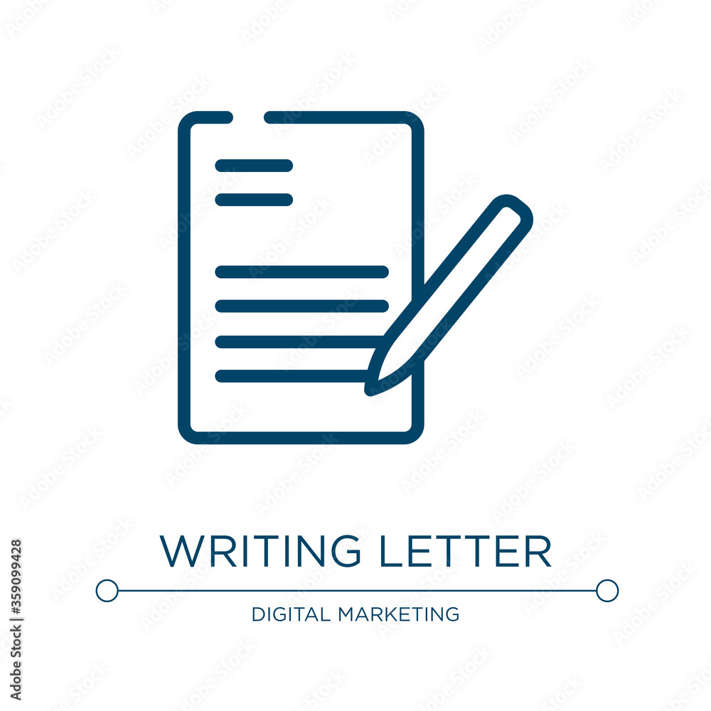 Poster writing letter icon. linear vector illustration from communication systems linear collection. outlin