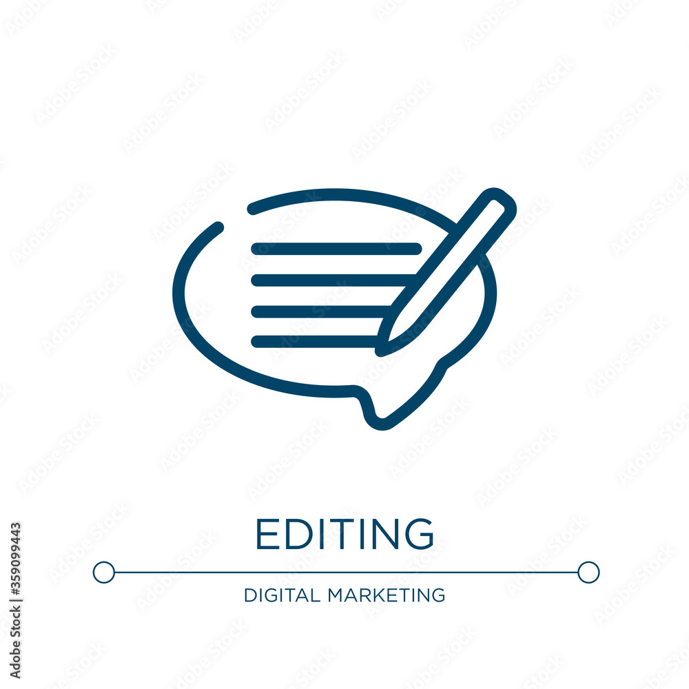 Poster editing icon. linear vector illustration from speeches collection. outline editing icon vector. thin