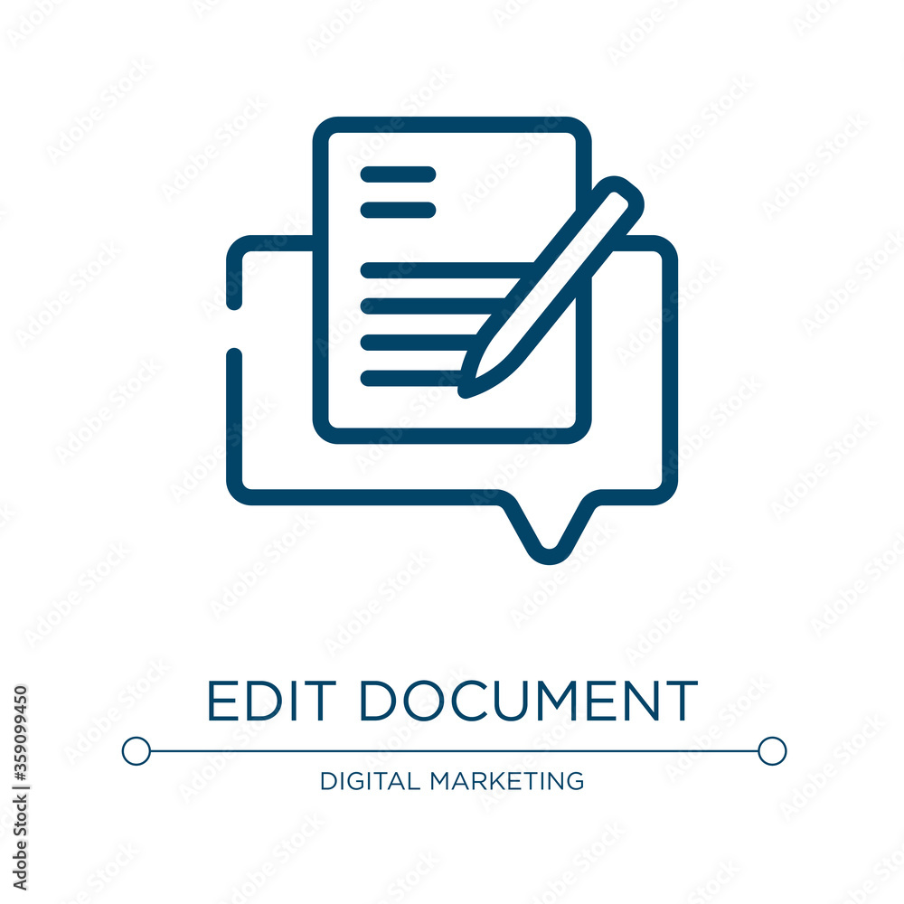 Aufkleber edit document icon. linear vector illustration from speeches collection. outline edit document icon 
