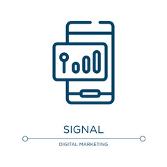 Signal symbol icon. Linear vector illustration from mobile phones collection. Outline signal symbol icon vector. Thin line symbol for use on web and mobile apps, logo, print media.