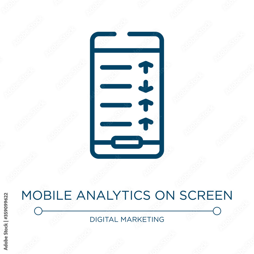 Poster mobile analytics on screen icon. linear vector illustration from mobile analytics collection. outlin