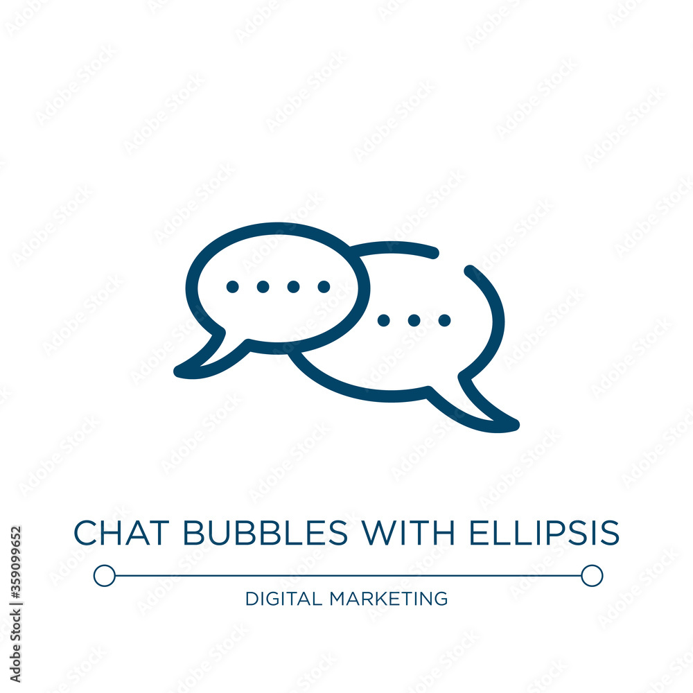Poster chat bubbles with ellipsis icon. linear vector illustration from chatting collection. outline chat b