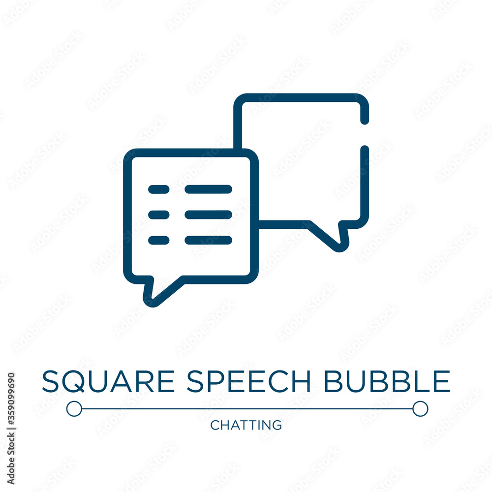 Poster square speech bubble icon. linear vector illustration from talking collection. outline square speech