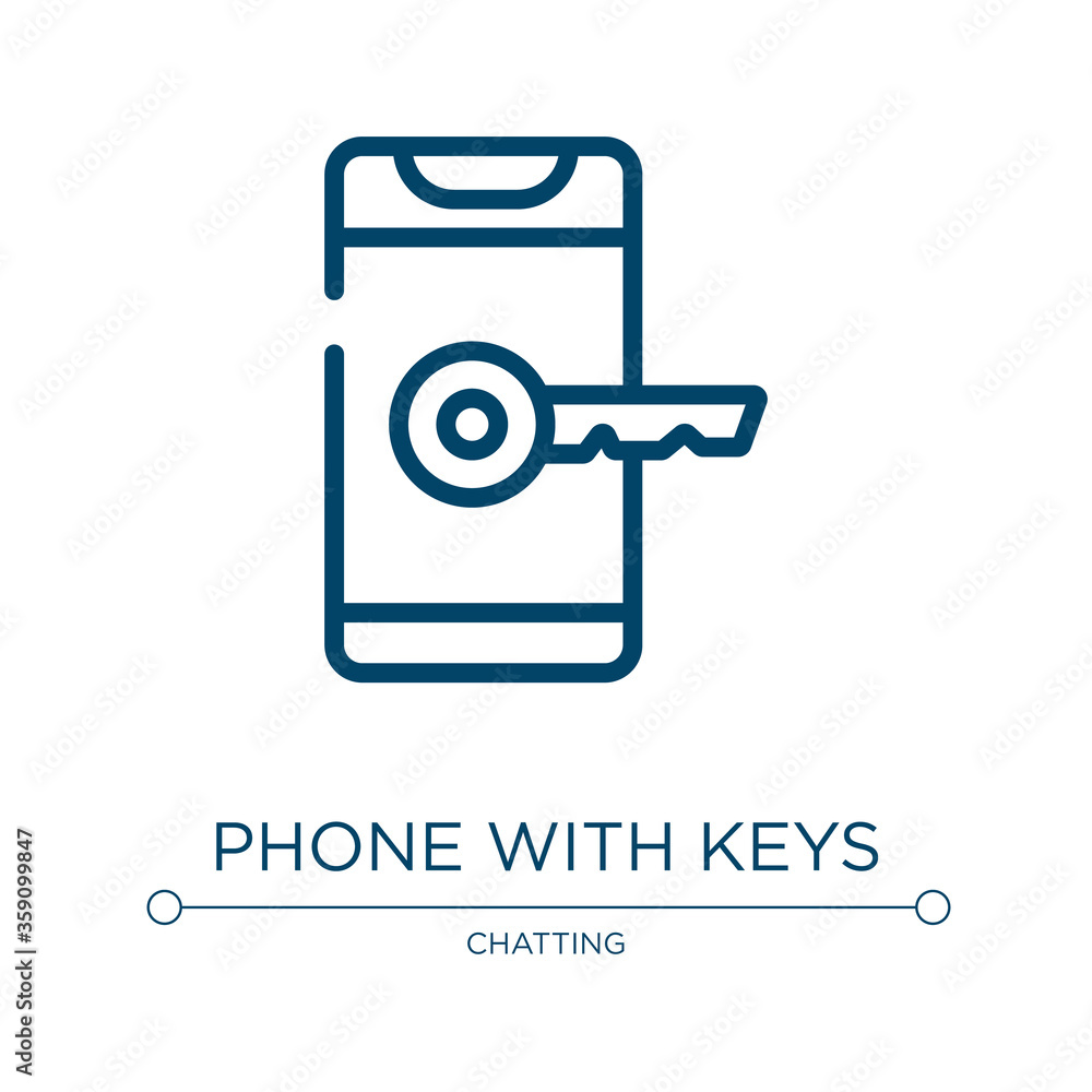 Poster phone with keys icon. linear vector illustration from smartphones collection. outline phone with key