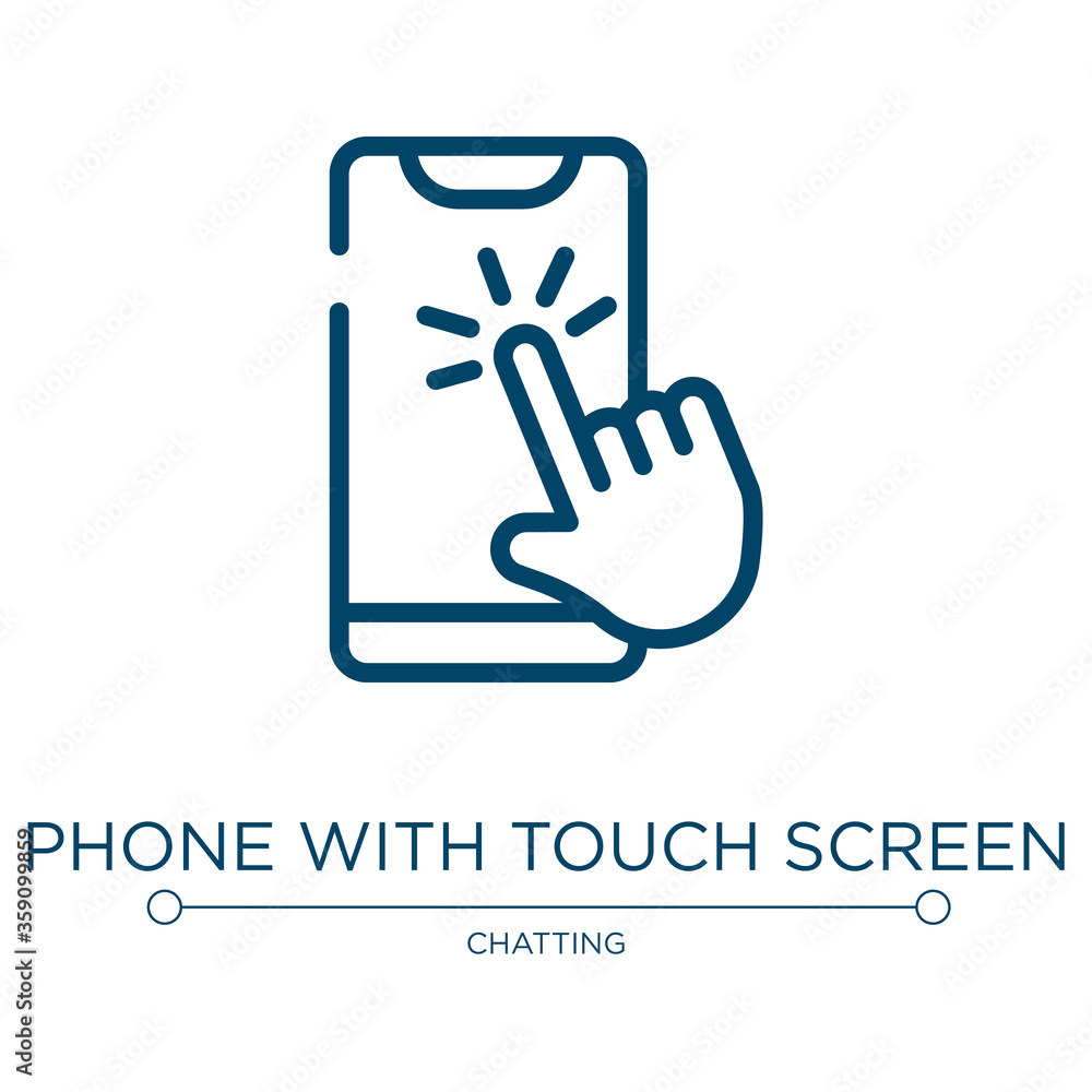 Poster phone with touch screen icon. linear vector illustration from smartphones collection. outline phone 