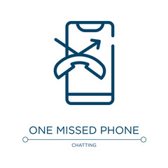 One missed phone icon. Linear vector illustration from smartphones collection. Outline one missed phone icon vector. Thin line symbol for use on web and mobile apps, logo, print media.