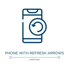 Phone with refresh arrows icon. Linear vector illustration from smartphones collection. Outline phone with refresh arrows icon vector. Thin line symbol for use on web and mobile apps, logo, print
