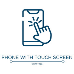 Phone with touch screen icon. Linear vector illustration from smartphones collection. Outline phone with touch screen icon vector. Thin line symbol for use on web and mobile apps, logo, print media.