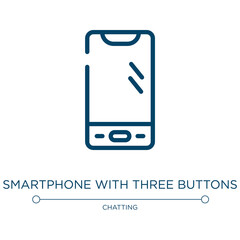 Smartphone with three buttons icon. Linear vector illustration from smartphones collection. Outline smartphone with three buttons icon vector. Thin line symbol for use on web and mobile apps, logo,
