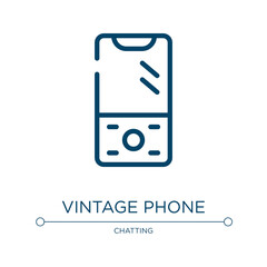 Vintage phone icon. Linear vector illustration from smartphones collection. Outline vintage phone icon vector. Thin line symbol for use on web and mobile apps, logo, print media.