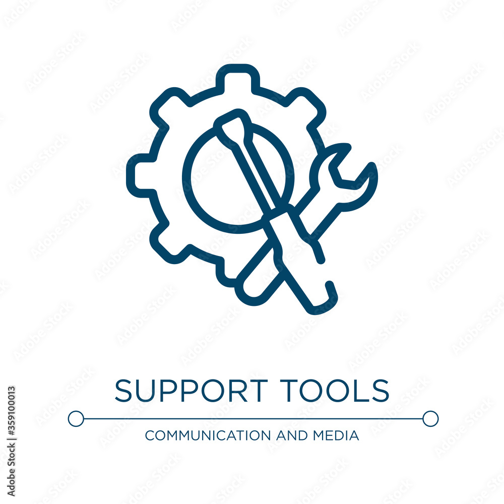 Poster support tools icon. linear vector illustration from support collection. outline support tools icon v