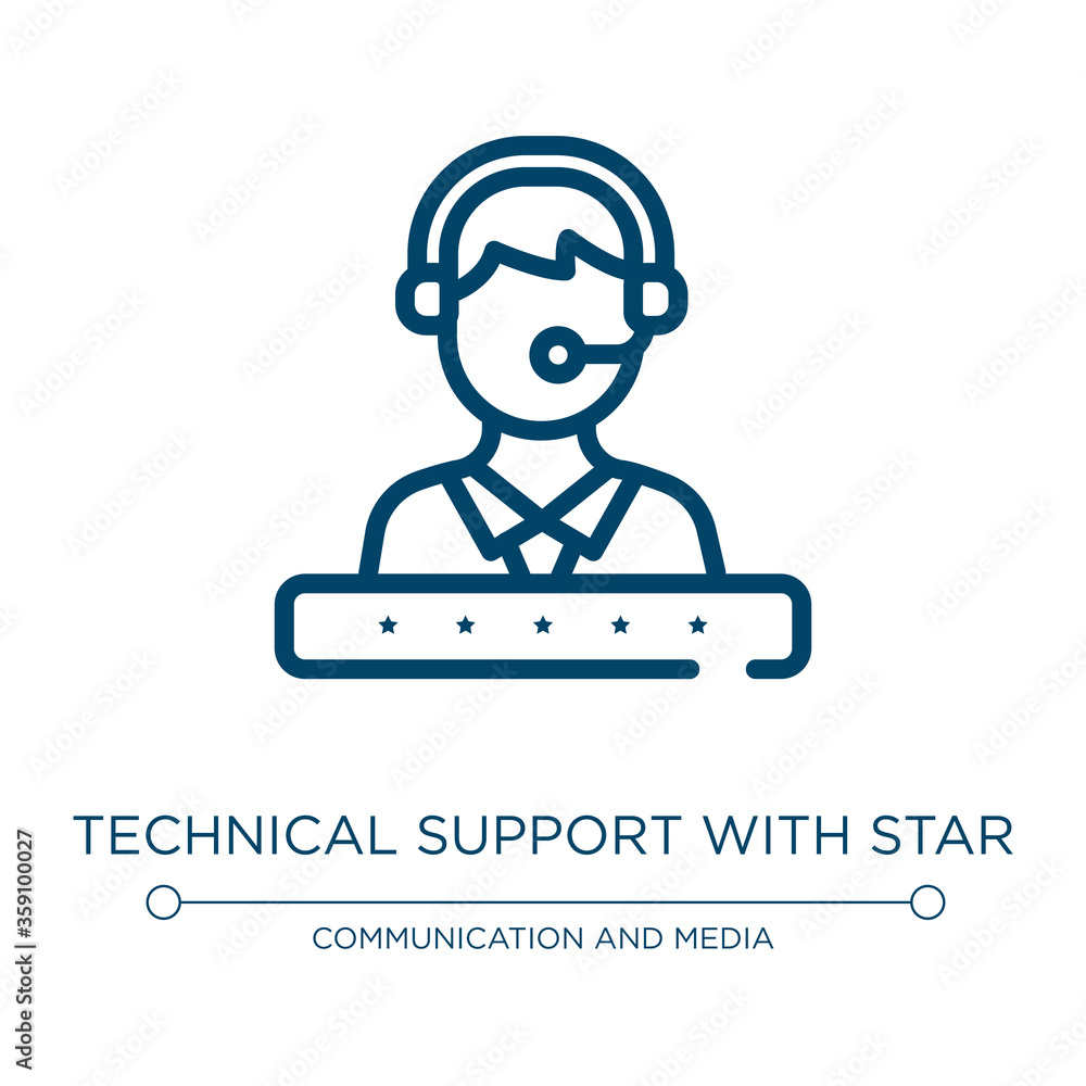 Poster technical support with star icon. linear vector illustration from support collection. outline techni