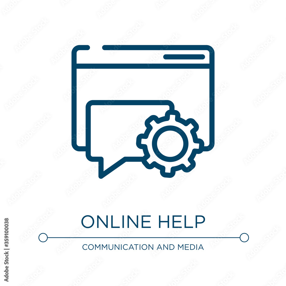Poster online help icon. linear vector illustration from ways to contact us collection. outline online help