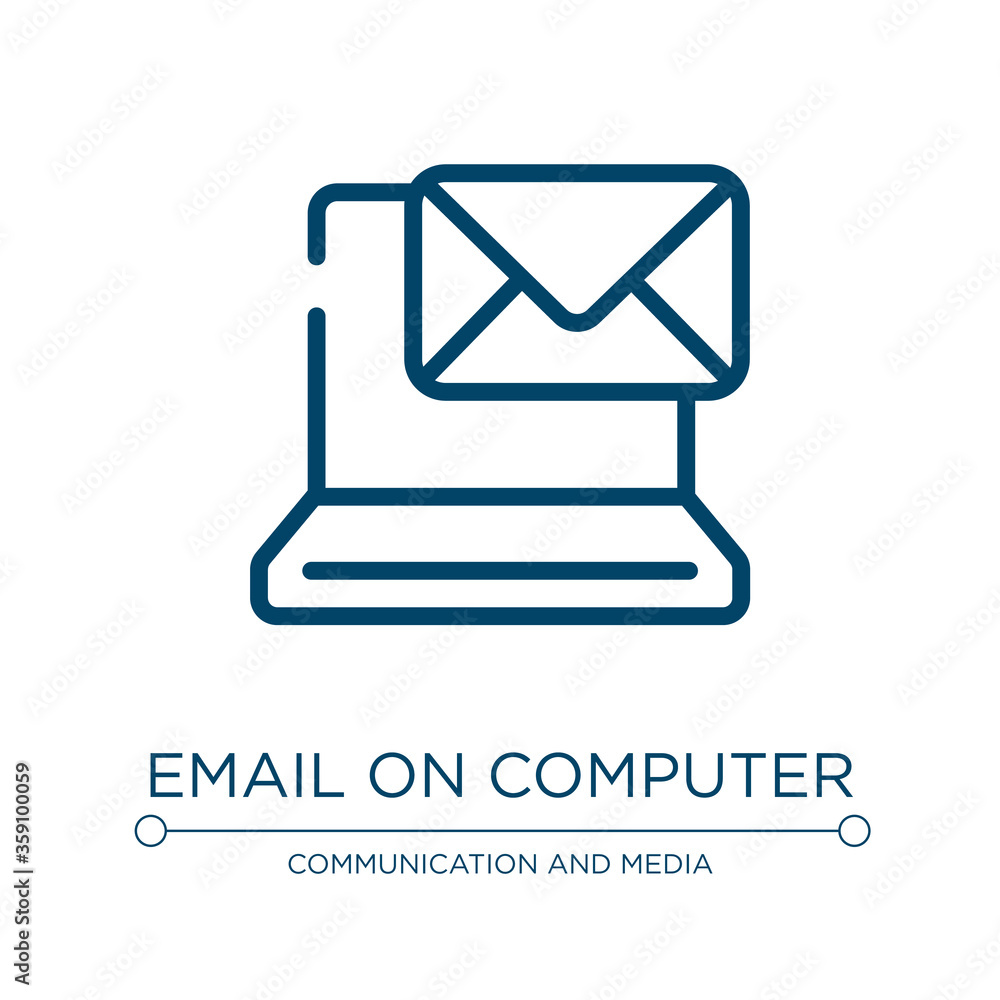 Poster email on computer icon. linear vector illustration from ways to contact us collection. outline email