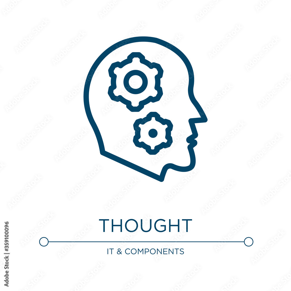 Poster thought icon. linear vector illustration from artificial intelligence collection. outline thought ic