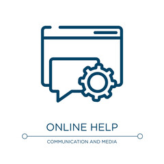 Online help icon. Linear vector illustration from ways to contact us collection. Outline online help icon vector. Thin line symbol for use on web and mobile apps, logo, print media.