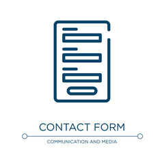 Contact form icon. Linear vector illustration from ways to contact us collection. Outline contact form icon vector. Thin line symbol for use on web and mobile apps, logo, print media.