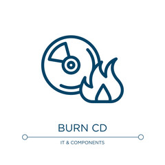 Burn cd icon. Linear vector illustration from it & components collection. Outline burn cd icon vector. Thin line symbol for use on web and mobile apps, logo, print media.