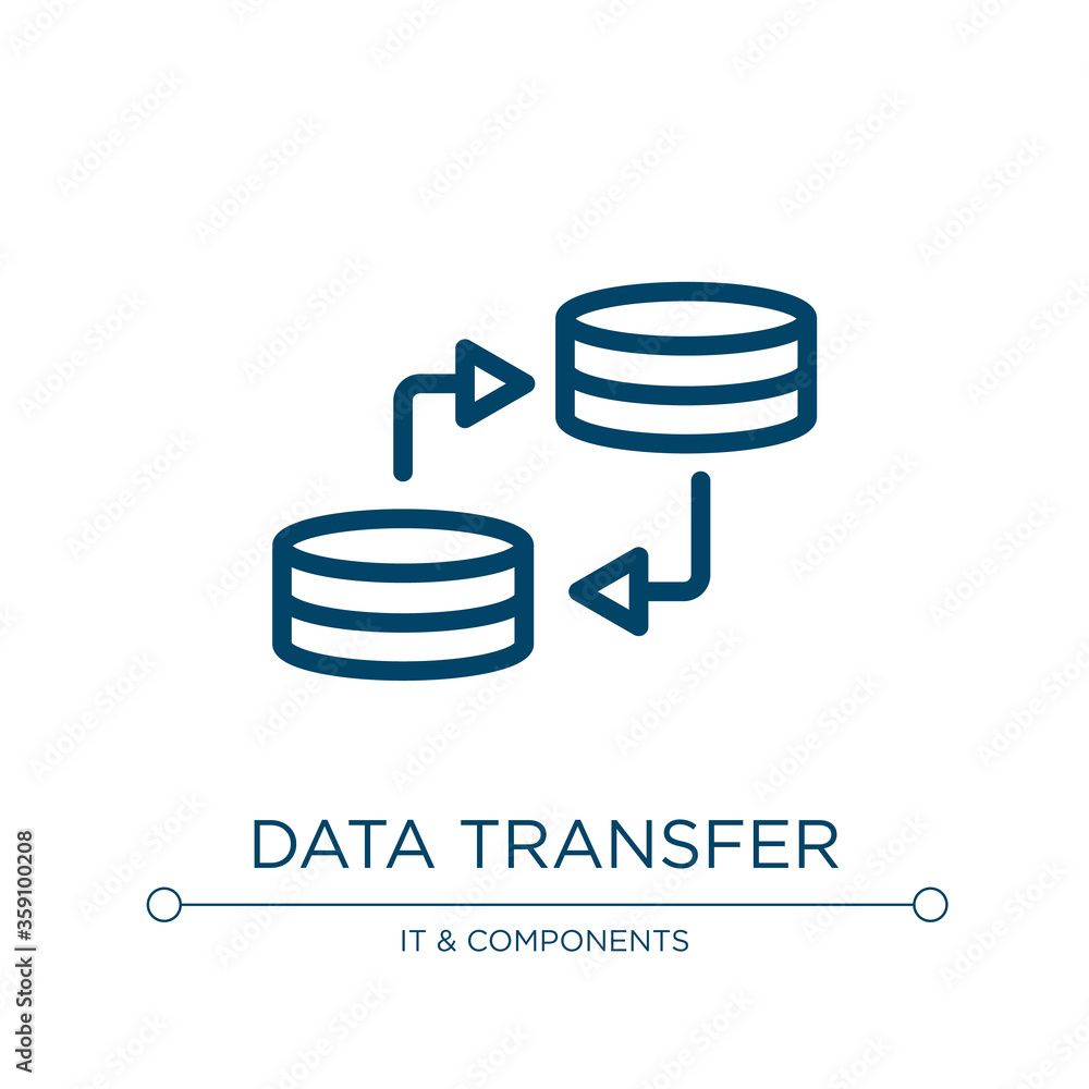 Poster data transfer icon. linear vector illustration from computer functions collection. outline data tran