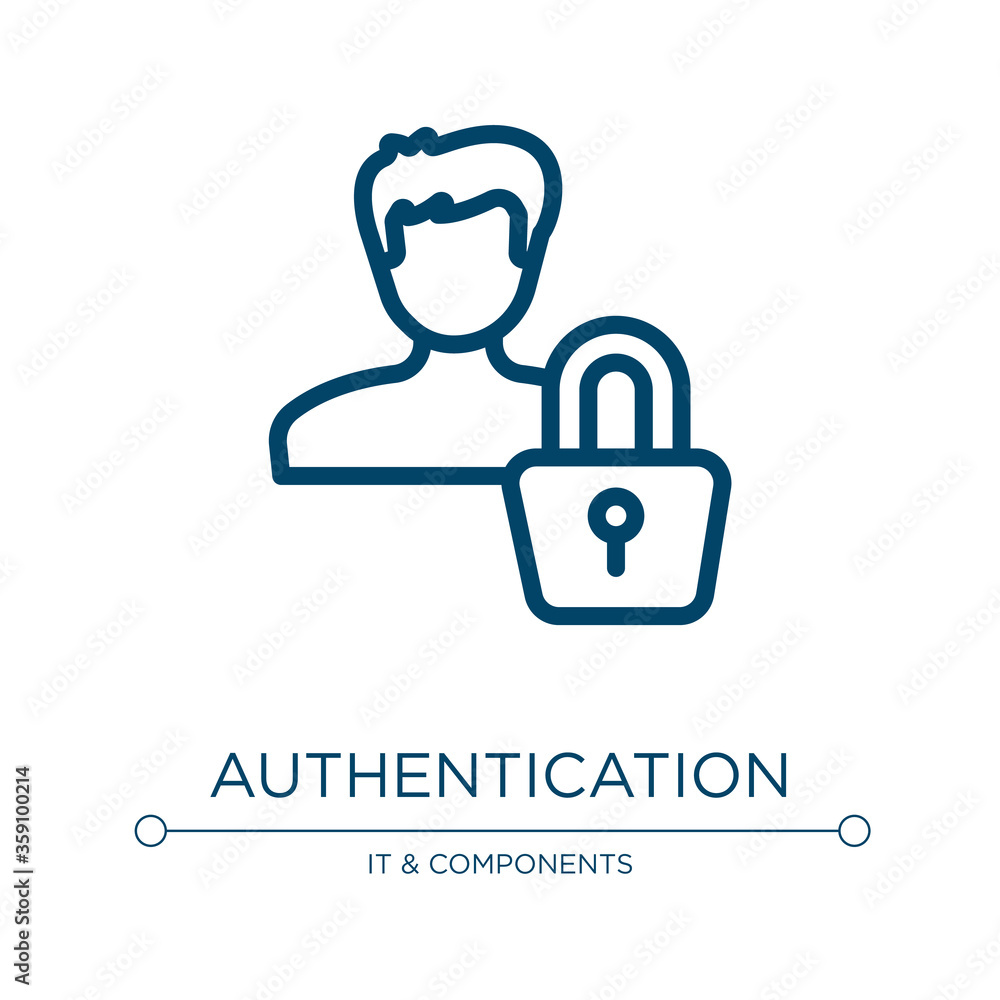 Poster authentication icon. linear vector illustration from computer functions collection. outline authenti
