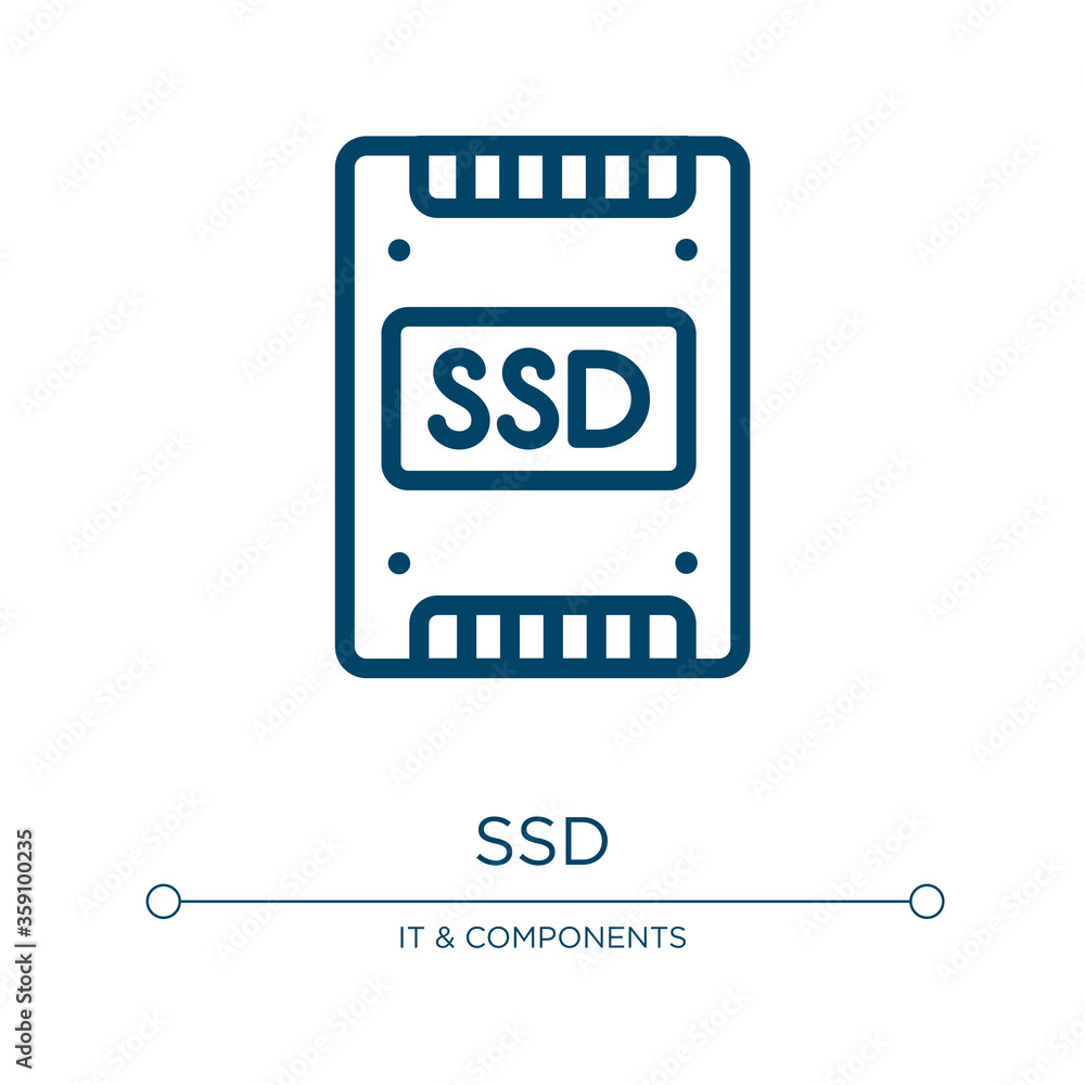 Poster ssd icon. linear vector illustration from hardware collection. outline ssd icon vector. thin line sy