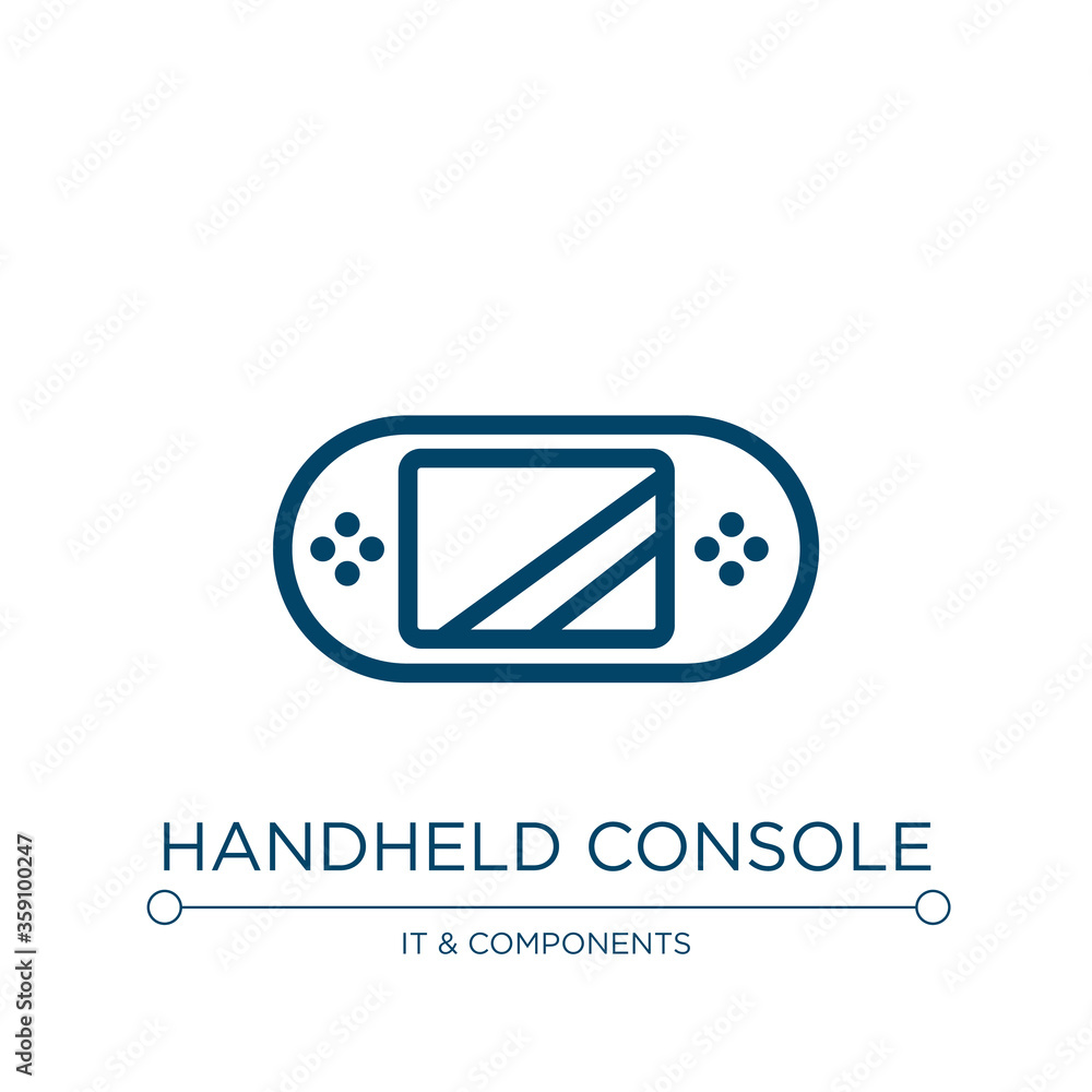 Poster handheld console icon. linear vector illustration from hardware collection. outline handheld console