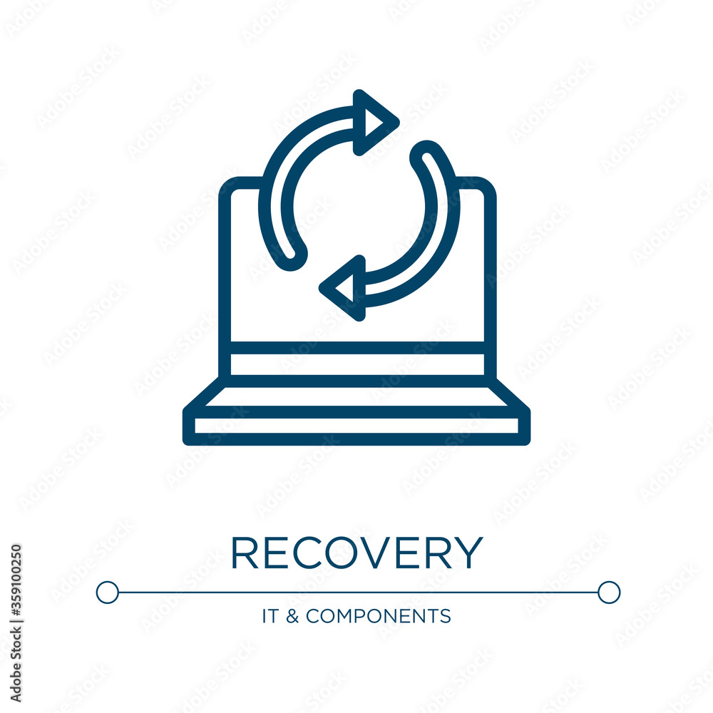 Poster recovery icon. linear vector illustration from cyber crimes collection. outline recovery icon vector