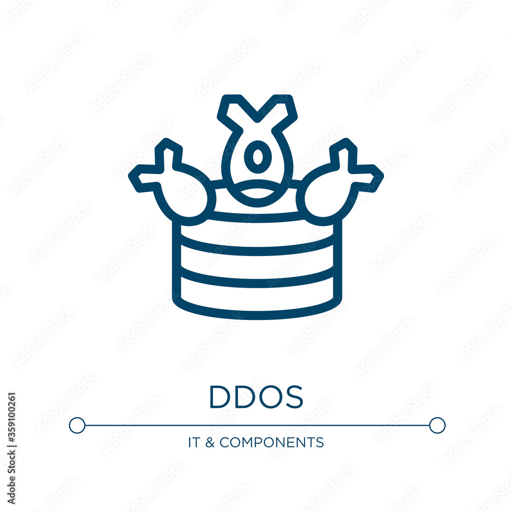 Poster ddos icon. linear vector illustration from cyber crimes collection. outline ddos icon vector. thin l