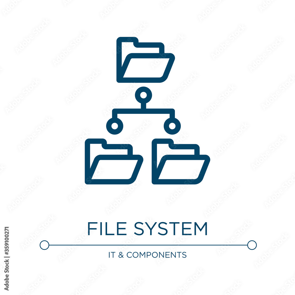 Poster file system icon. linear vector illustration from data organization collection. outline file system 