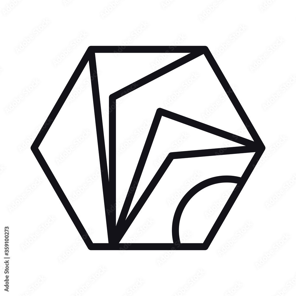 Poster geometric and abstract hexagon line style icon vector design
