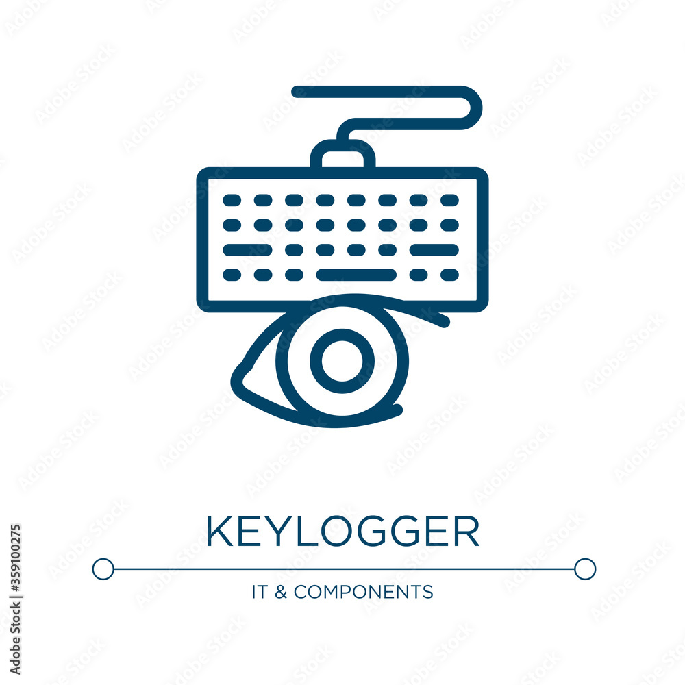 Poster keylogger icon. linear vector illustration from cyber crimes collection. outline keylogger icon vect