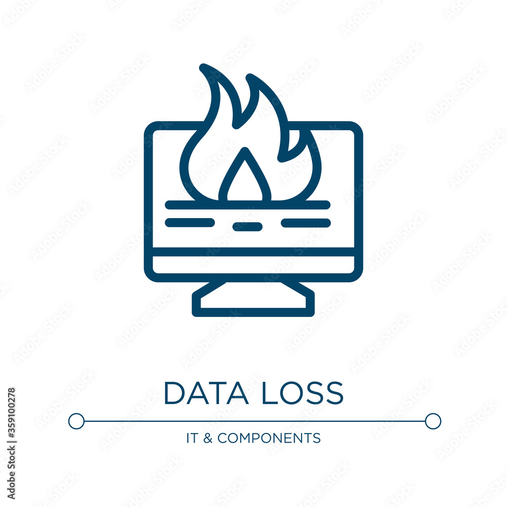 Fototapete data loss icon. linear vector illustration from data organization collection. outline data loss icon