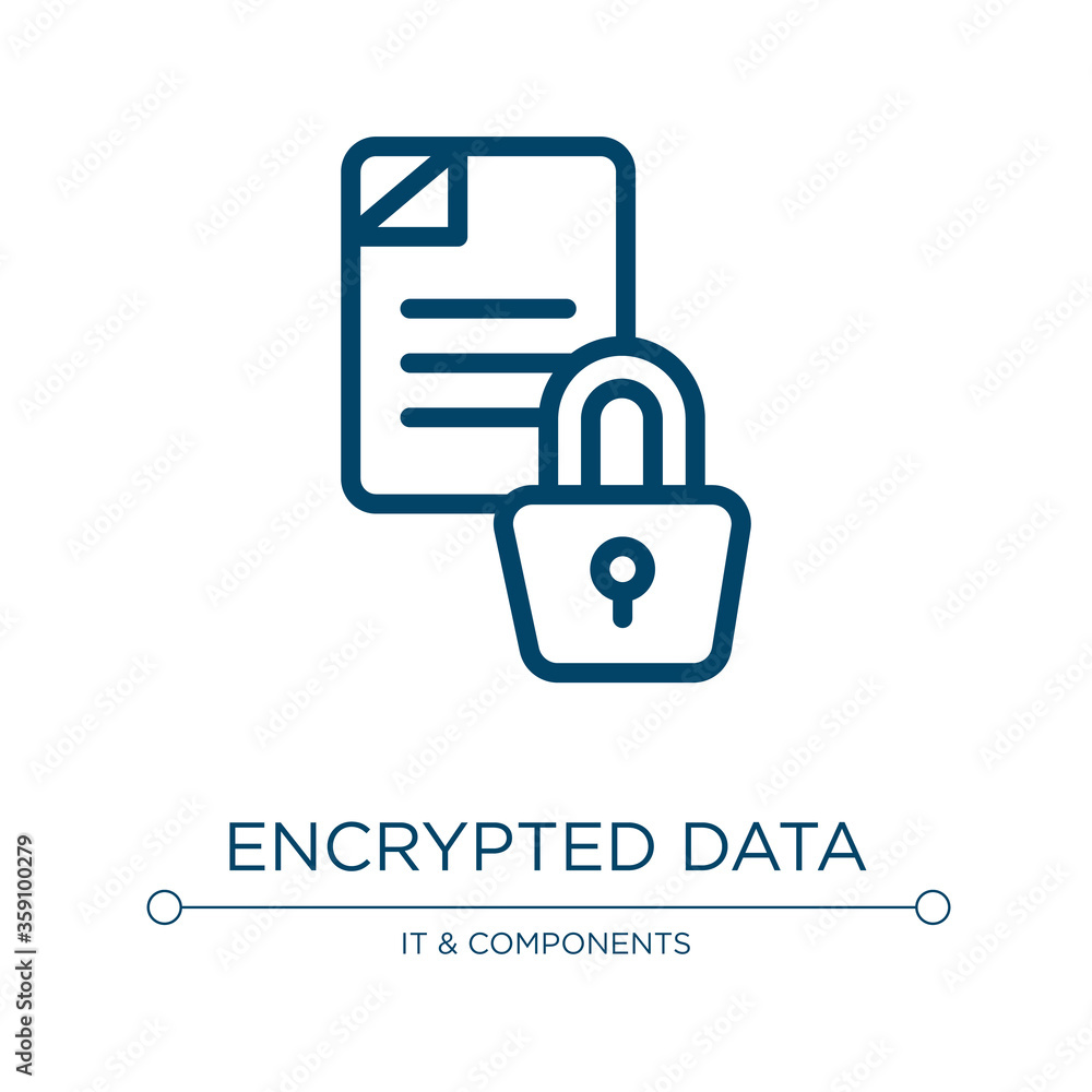 Poster encrypted data icon. linear vector illustration from data organization collection. outline encrypted