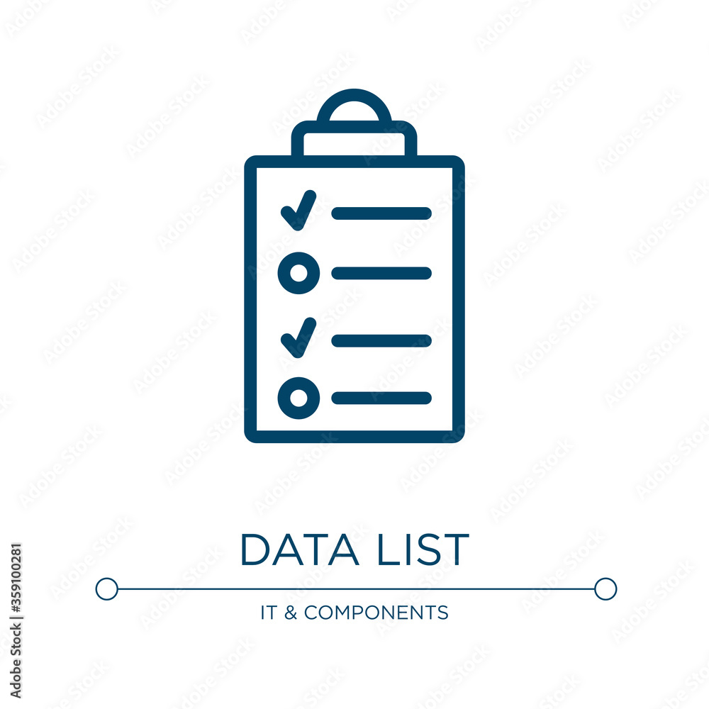 Poster data list icon. linear vector illustration from data organization collection. outline data list icon