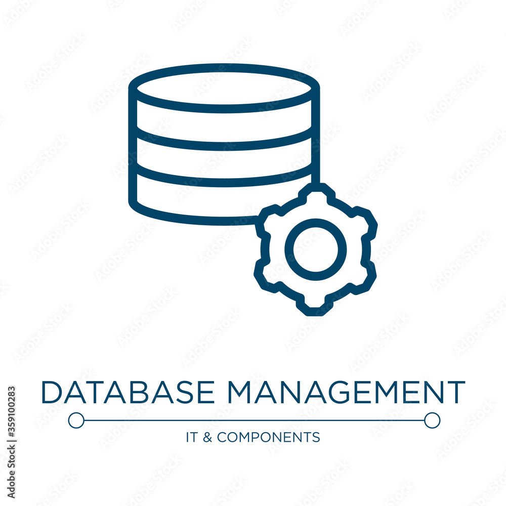 Poster database management icon. linear vector illustration from data organization collection. outline data
