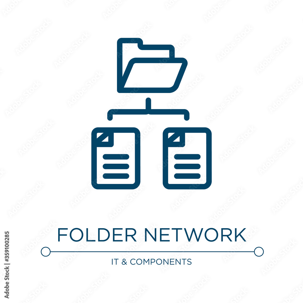 Poster folder network icon. linear vector illustration from data organization collection. outline folder ne