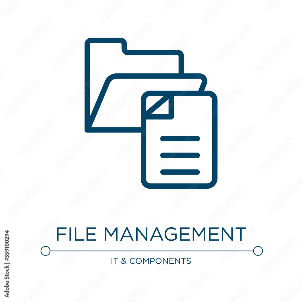 Poster file management icon. linear vector illustration from data organization collection. outline file man