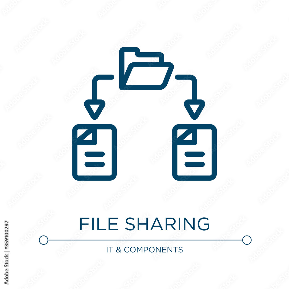 Poster file sharing icon. linear vector illustration from data organization collection. outline file sharin